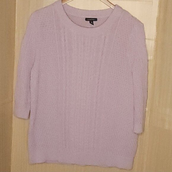 Lands' End Plus Lavender Purple Cable Knit 3/4 Sleeve Summer Sweater 1X - Picture 1 of 6